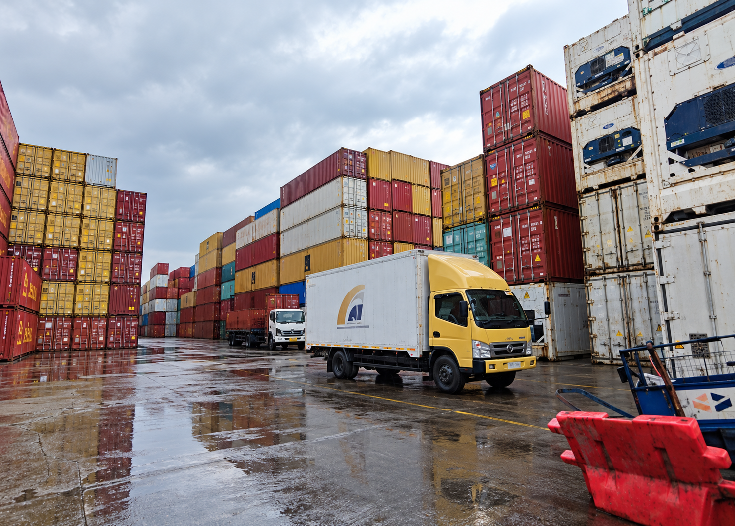Truk operasional di area kontainer